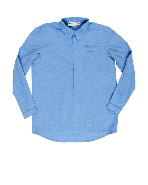 חולצת כריסטופר צבע כחול עם כפתורים מגנטיים