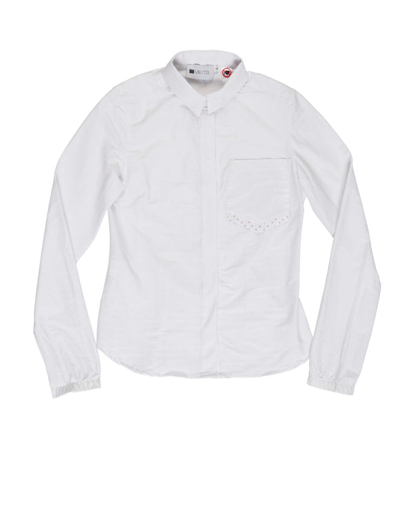 חולצת סטלה לבנה עם כפתורים מגנטיים