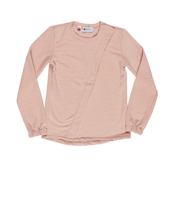 חולצת קלר צבע פודרה עם סגירת כפתורים מגנטיים אלכסון